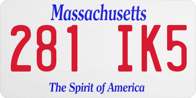 MA license plate 281IK5