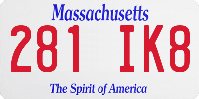 MA license plate 281IK8