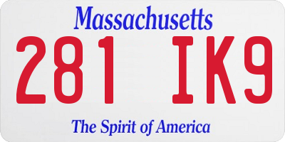 MA license plate 281IK9