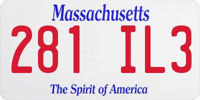 MA license plate 281IL3