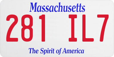 MA license plate 281IL7