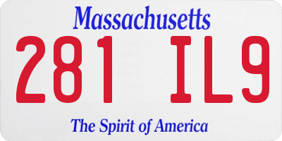 MA license plate 281IL9