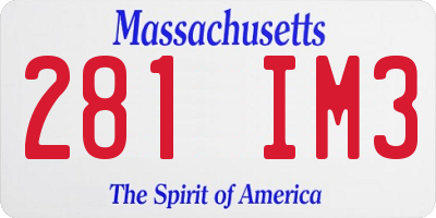 MA license plate 281IM3
