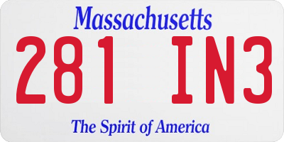 MA license plate 281IN3