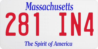 MA license plate 281IN4