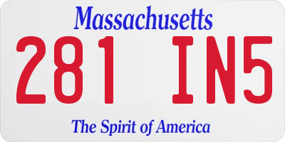 MA license plate 281IN5