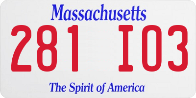 MA license plate 281IO3