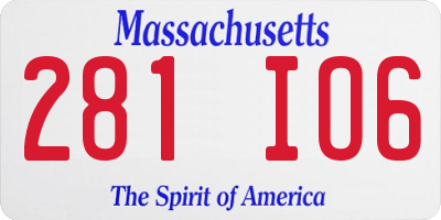 MA license plate 281IO6