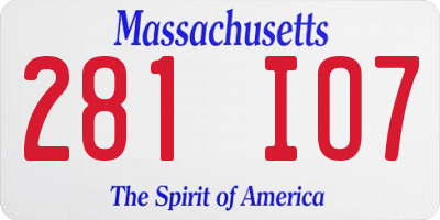 MA license plate 281IO7