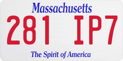 MA license plate 281IP7