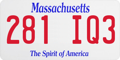 MA license plate 281IQ3