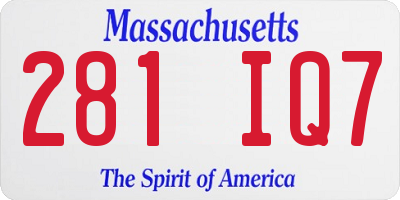 MA license plate 281IQ7