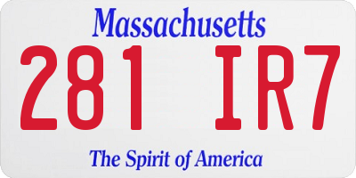 MA license plate 281IR7
