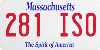 MA license plate 281IS0