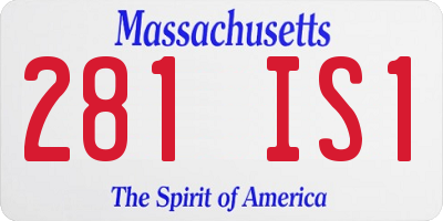 MA license plate 281IS1