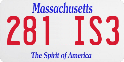 MA license plate 281IS3