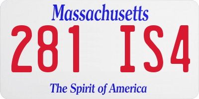 MA license plate 281IS4