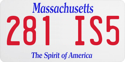 MA license plate 281IS5