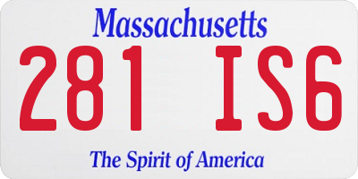 MA license plate 281IS6