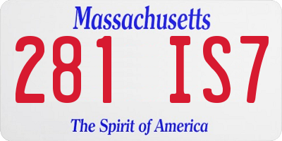 MA license plate 281IS7
