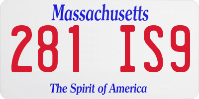 MA license plate 281IS9