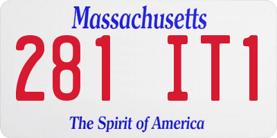 MA license plate 281IT1