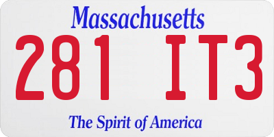 MA license plate 281IT3