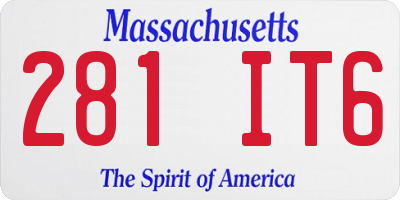 MA license plate 281IT6