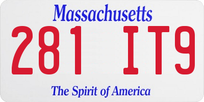 MA license plate 281IT9