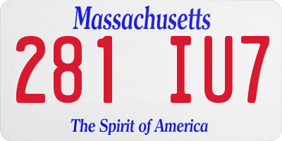 MA license plate 281IU7