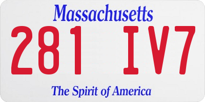 MA license plate 281IV7