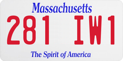 MA license plate 281IW1