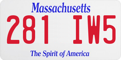 MA license plate 281IW5