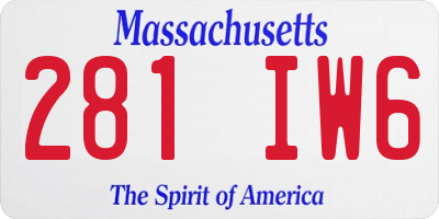 MA license plate 281IW6
