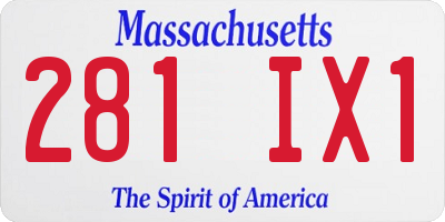 MA license plate 281IX1