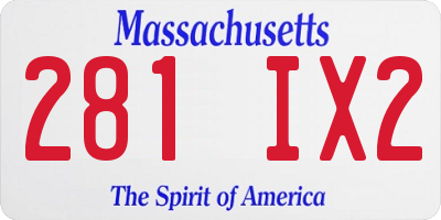 MA license plate 281IX2