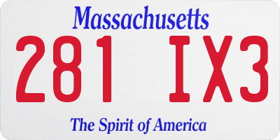 MA license plate 281IX3