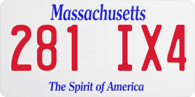 MA license plate 281IX4