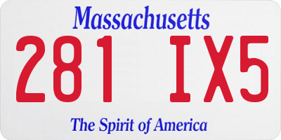MA license plate 281IX5