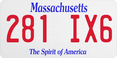 MA license plate 281IX6