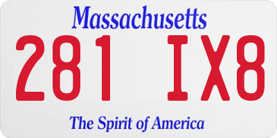 MA license plate 281IX8