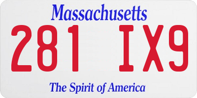MA license plate 281IX9