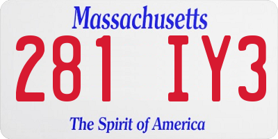 MA license plate 281IY3