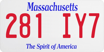MA license plate 281IY7