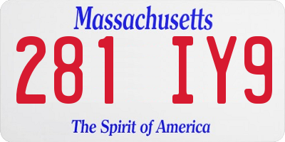 MA license plate 281IY9