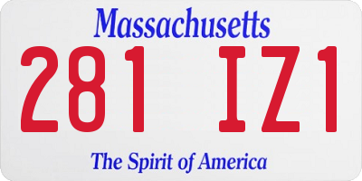 MA license plate 281IZ1
