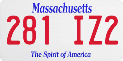 MA license plate 281IZ2