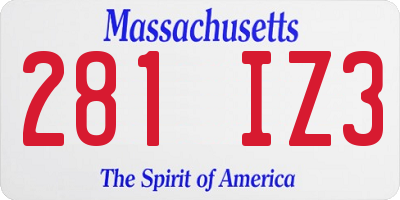 MA license plate 281IZ3
