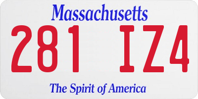 MA license plate 281IZ4