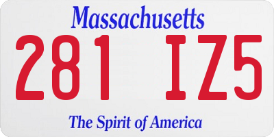 MA license plate 281IZ5